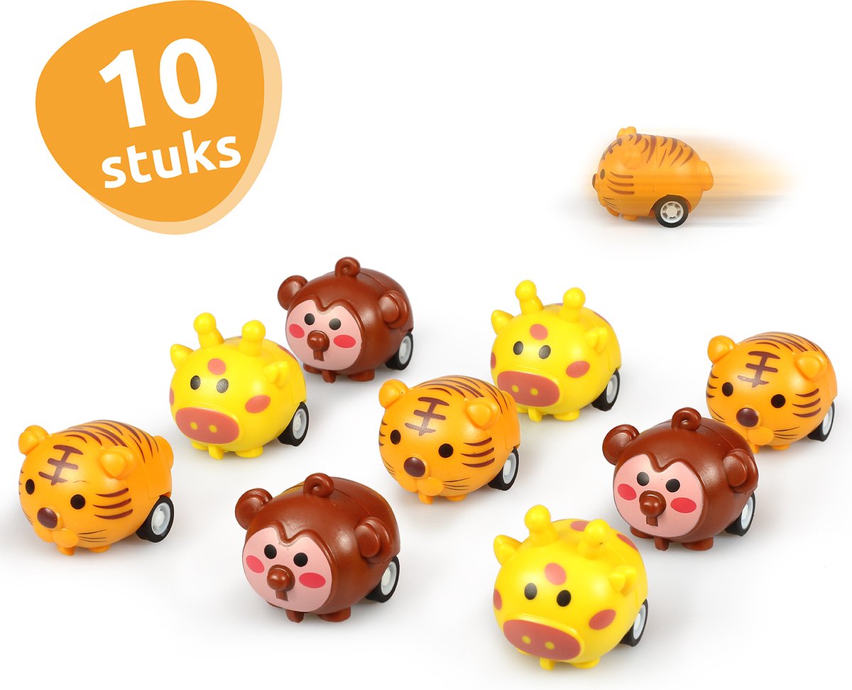 Isas Friends® - Uitdeelcadeaus Terugtrek Beestjes - 10 stuks - Traktatie - Uitdeelcadeautjes voor Kinderen